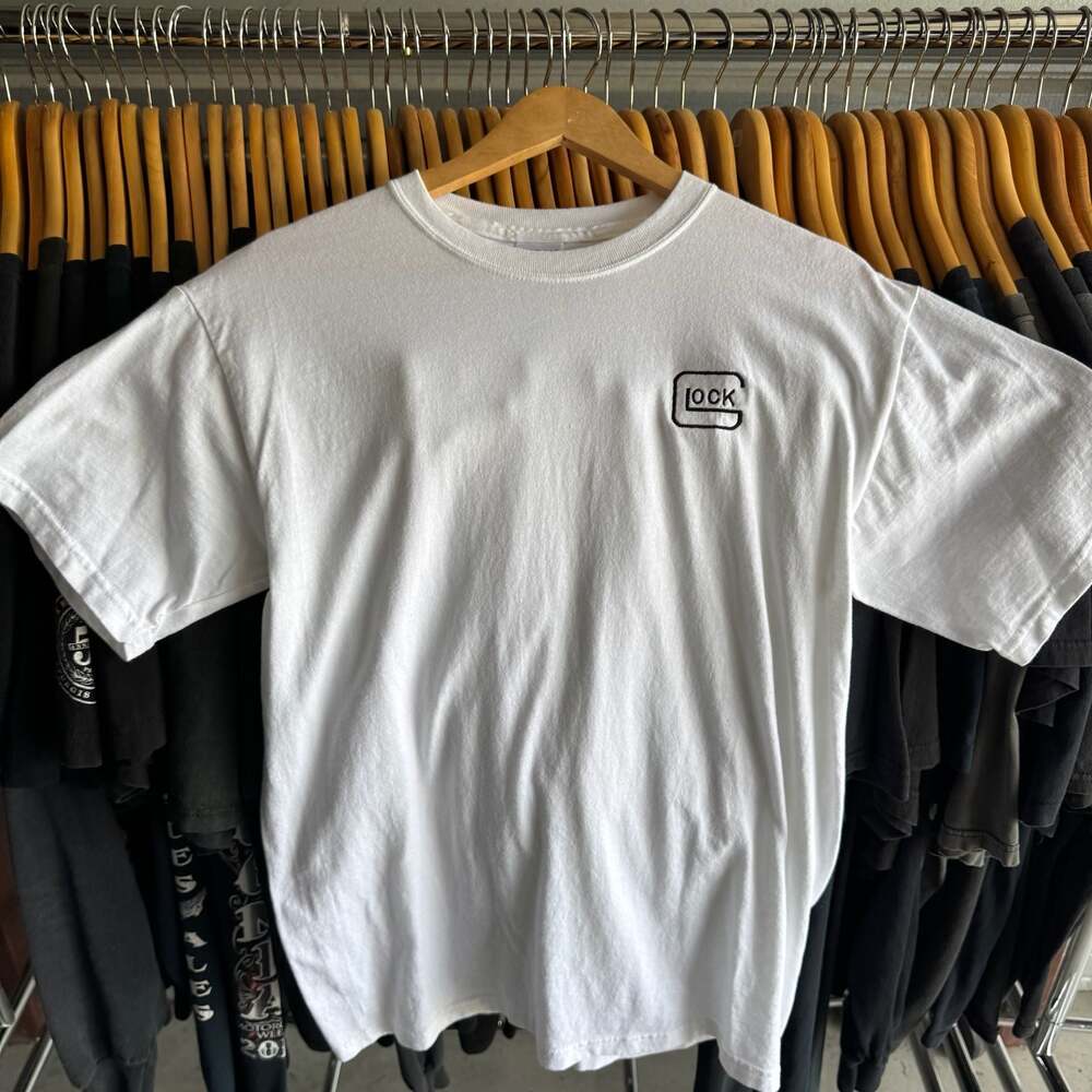 Vintage Y2K Glock White gun T-Shirt Embroidered Logo